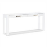 Outside The Box 72x16x32 Sailmaker White Linen Wrapped Wood 2 Drawer Console Table