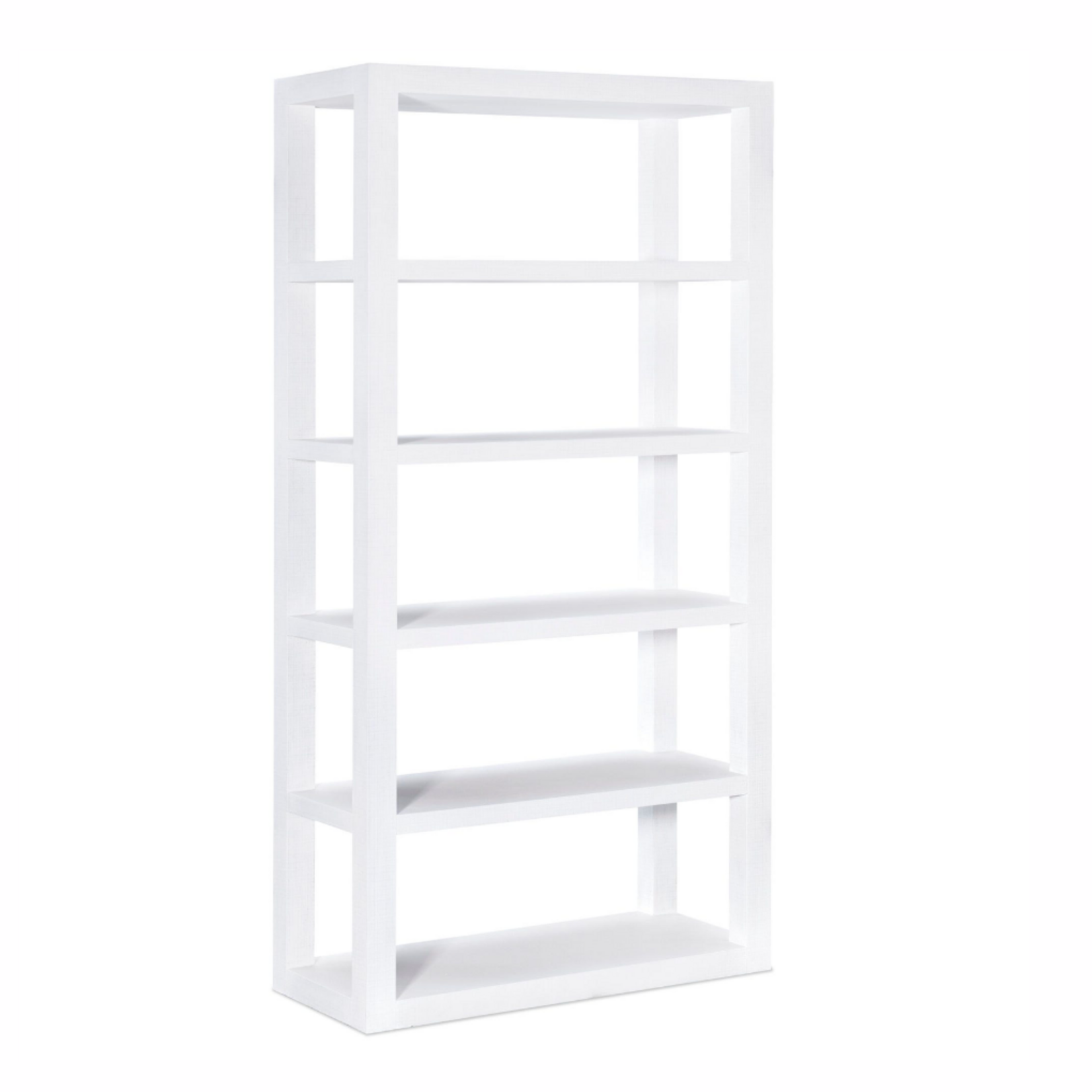 Outside The Box 86x19x44 Sailmaker White Linen Wrapped Wood Etagere