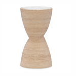 Outside The Box 12x22 Salt Rim Spot Abaca Rope Wrapped & Fossil Stone Side Table