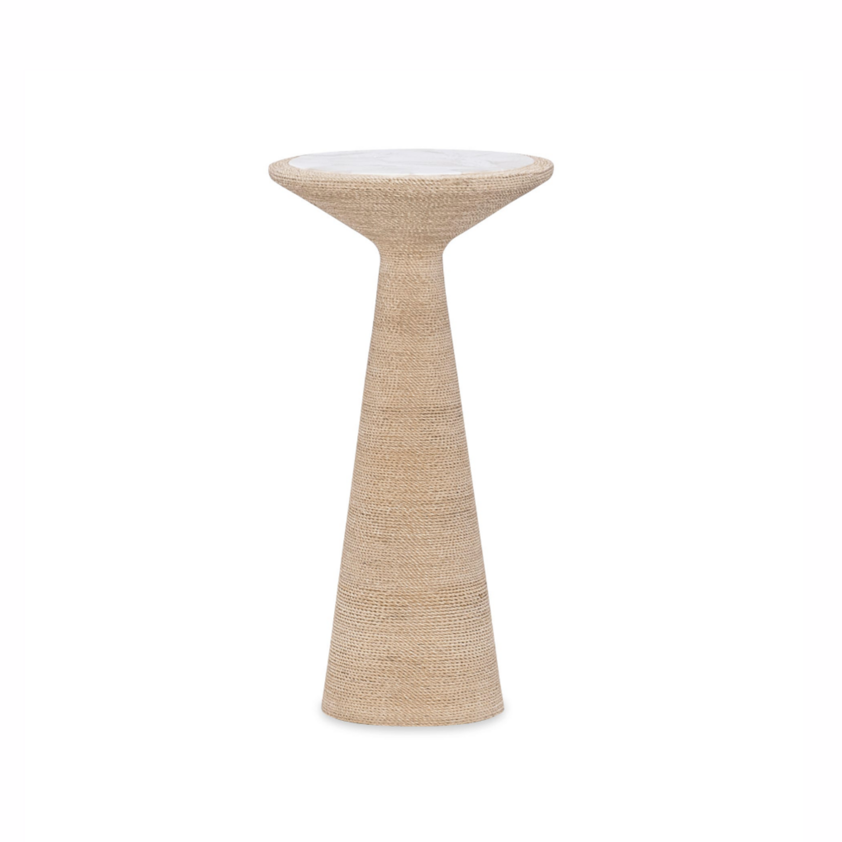 Outside The Box 11x22 Salt Rim High Abaca Rope Wrapped & Fossil Stone Side Table