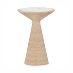 Outside The Box 12x18 Salt Rim Low Abaca Rope Wrapped & Fossil Stone Side Table