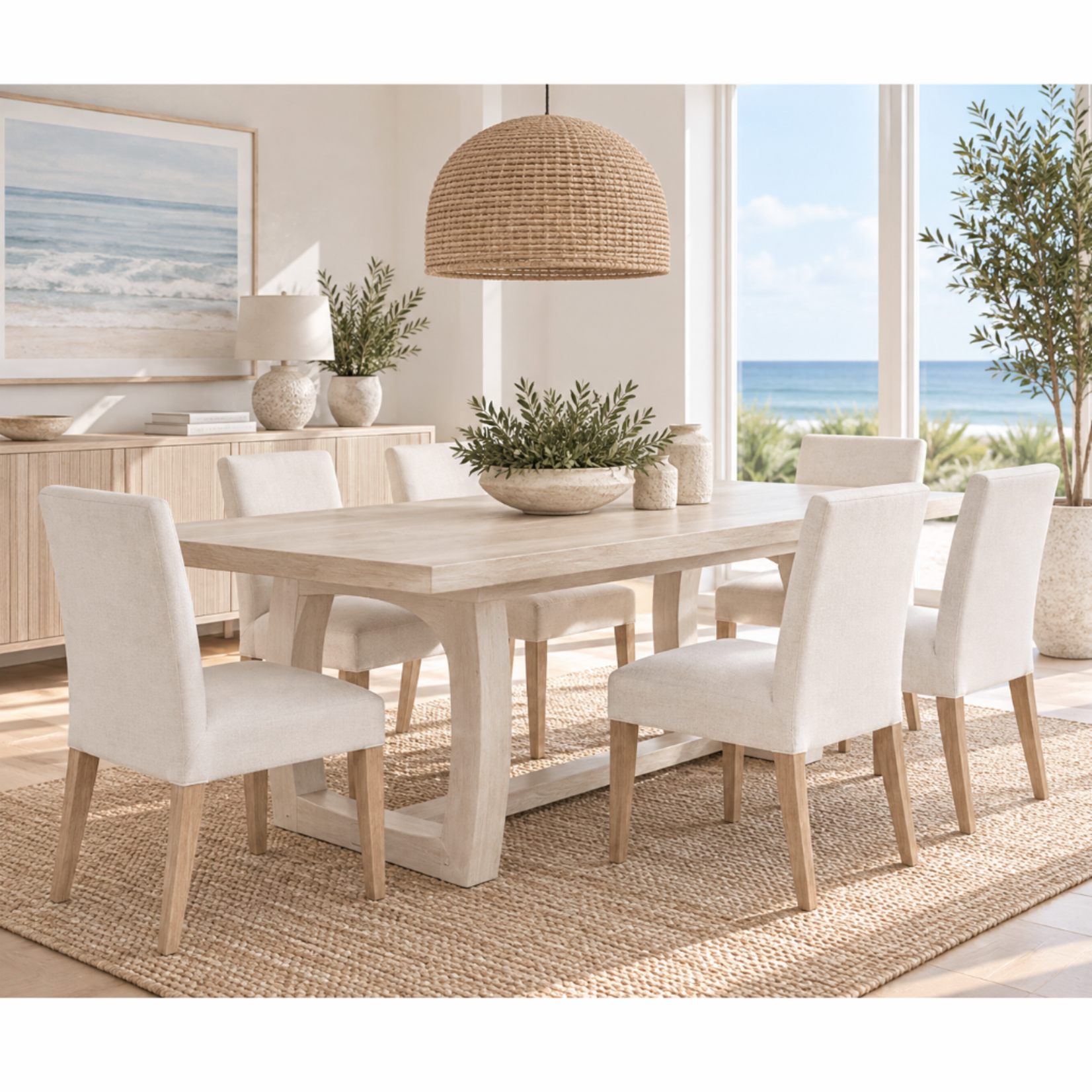 Outside The Box 86" Extends To 126" Duval White Washed Oak Wood Rectangle Dining Table