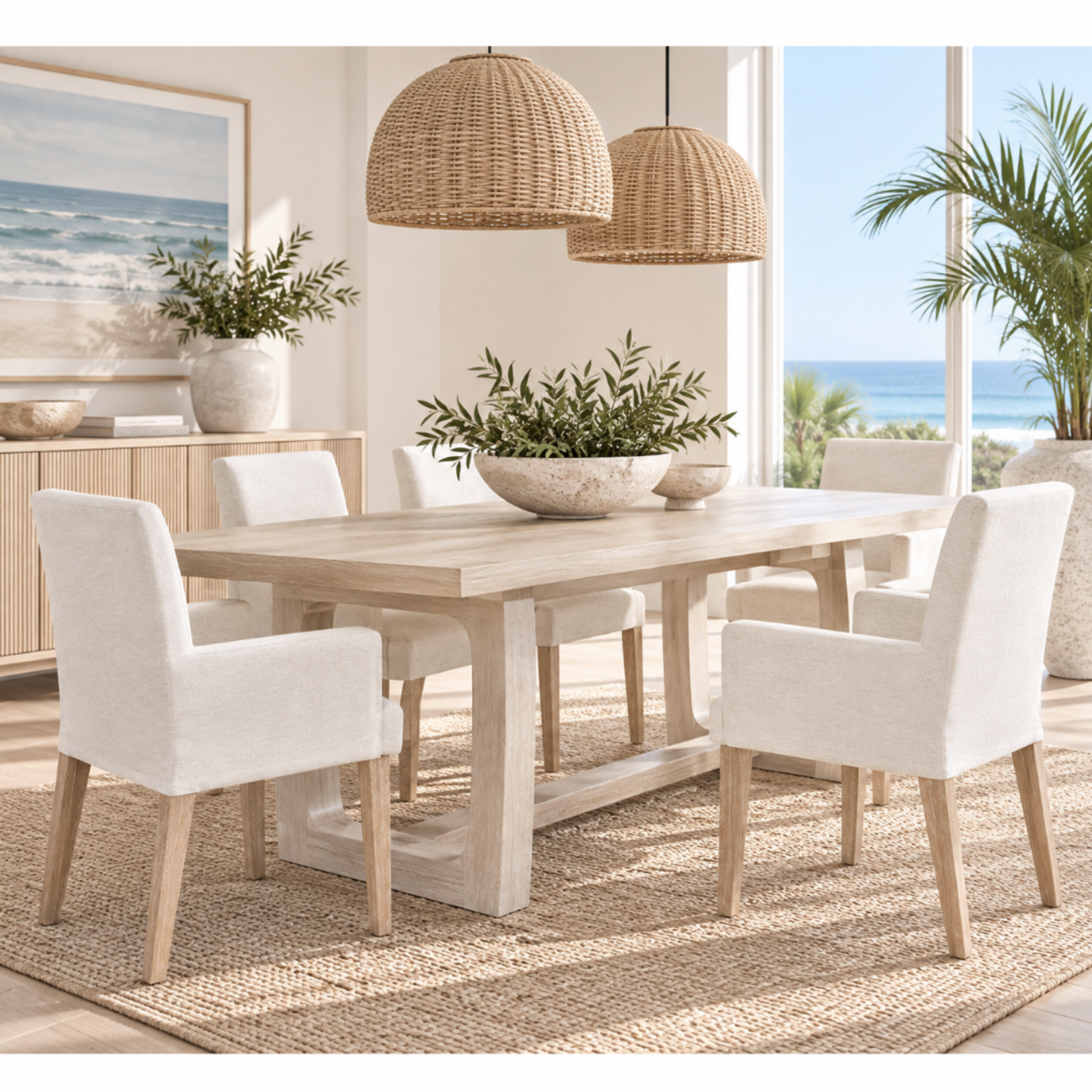 Outside The Box Marseille Lilou Cotton Performance Slipcover Arm Dining Chair