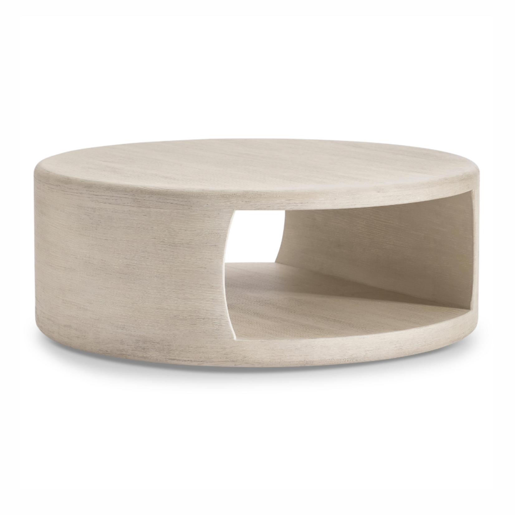 Outside The Box 44x17 Lucerne Cast Resin Wood Grain Round Cocktail Table W / Casters