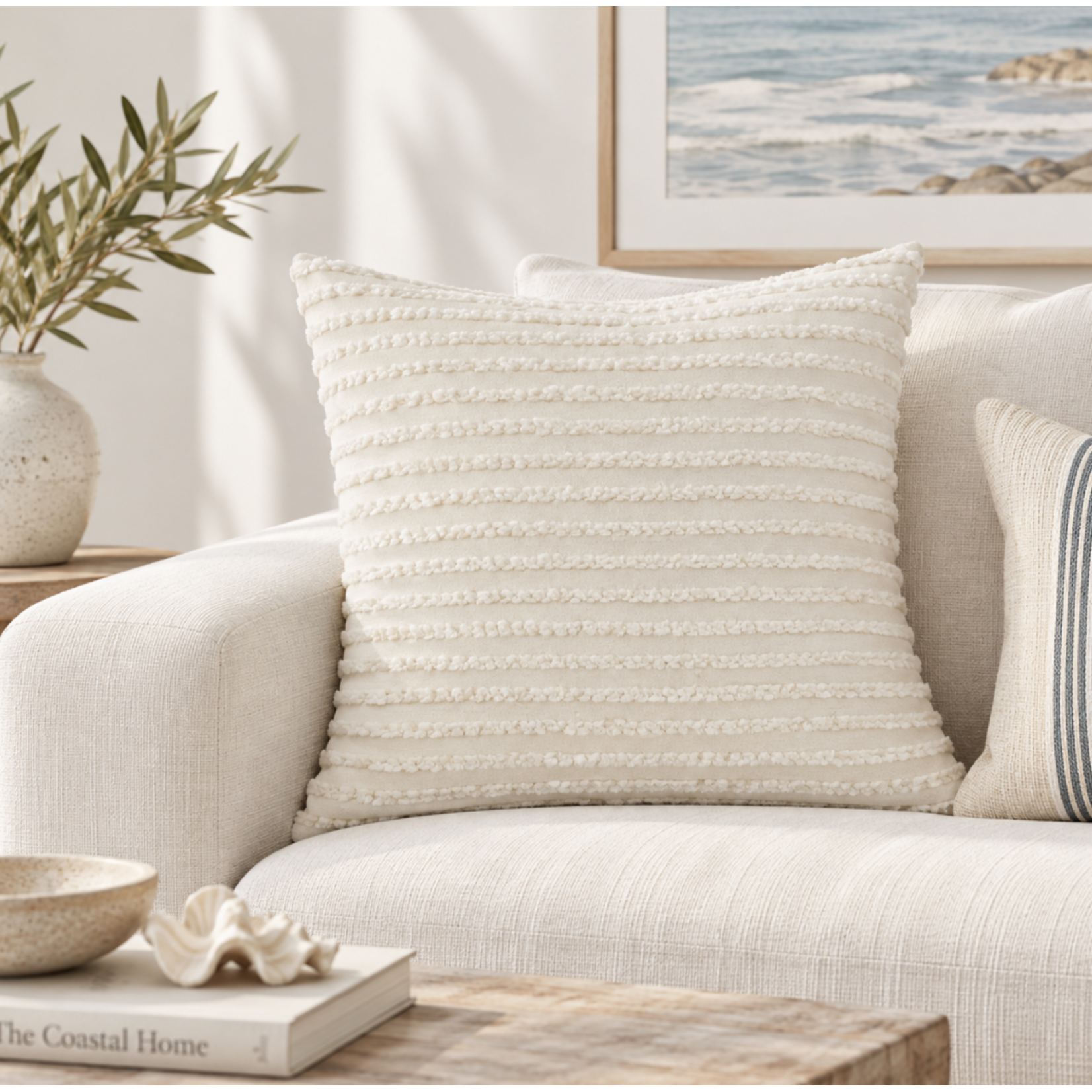 Outside The Box 24x24 Keaton Square Feather Down Pillow In Cream DV Kap