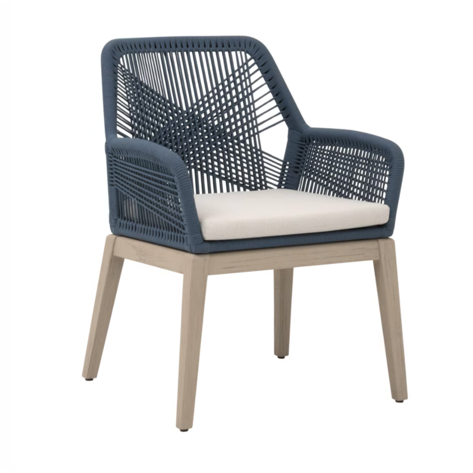 Outside The Box Essentials For Living Loom Indoor / Outdoor Arm Wash Ever Teak Dining Chair Steel Blue