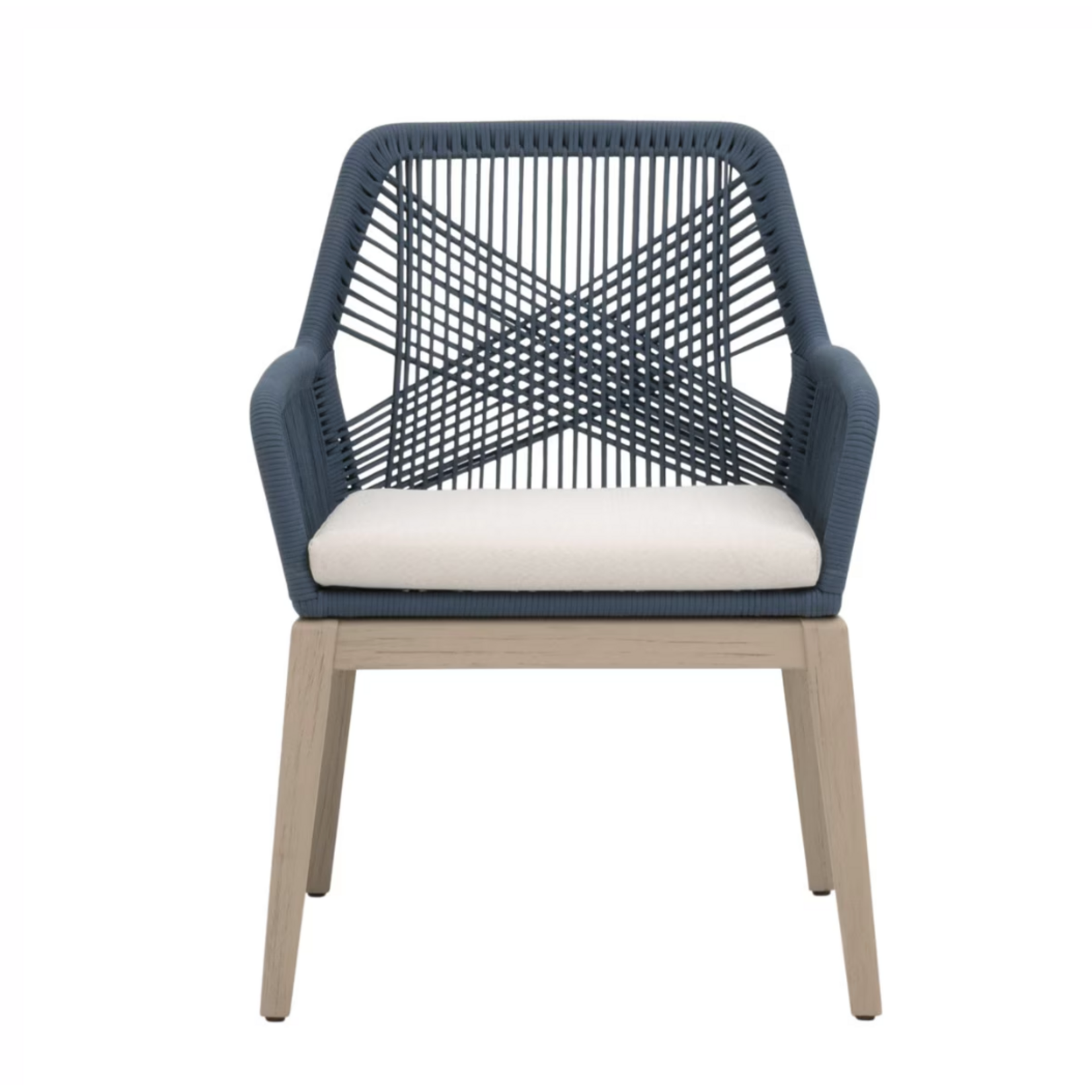 Outside The Box Essentials For Living Loom Indoor / Outdoor Arm Wash Ever Teak Dining Chair Steel Blue