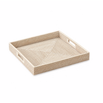 Outside The Box 18x18 Burma Whitewashed Rattan Square Serving Tray
