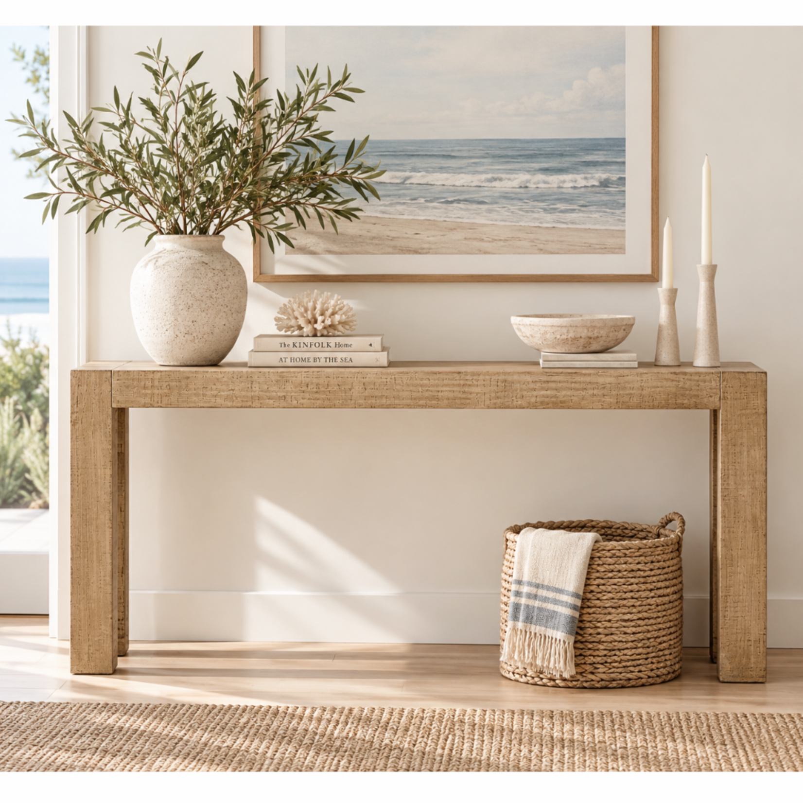 Outside The Box 71x14x30 Lamont Reclaimed Pine Wood Light Warm Wash Console Table