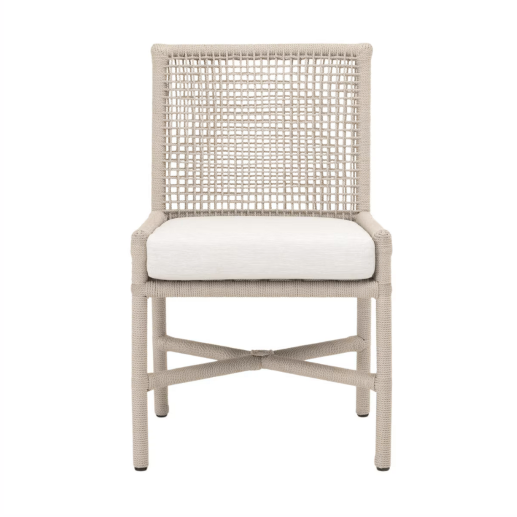 Outside The Box Seaside Oyster Rope & White Speckled Performance Fabric Indoor / Outdoor Dining Chair