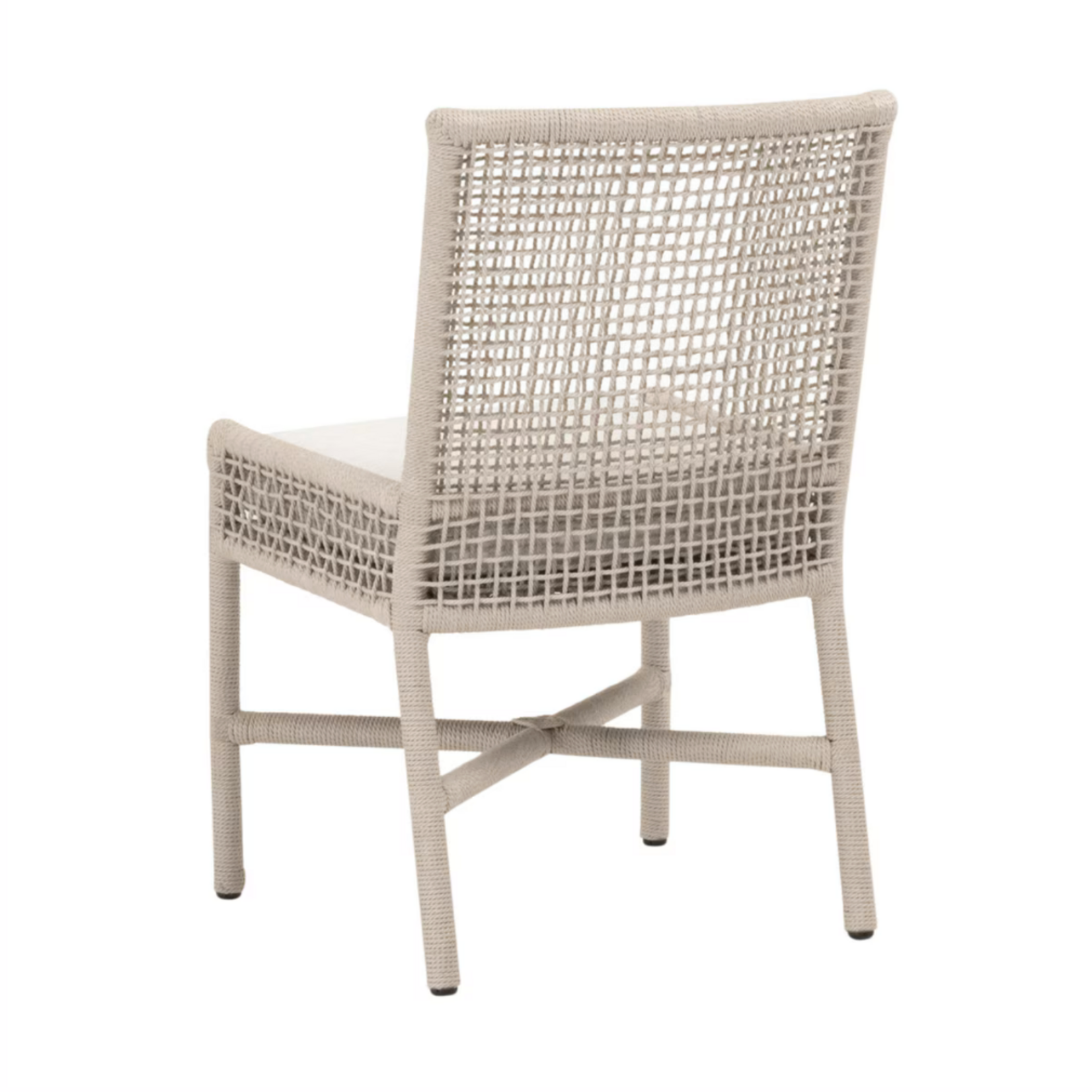 Outside The Box Seaside Oyster Rope & White Speckled Performance Fabric Indoor / Outdoor Dining Chair