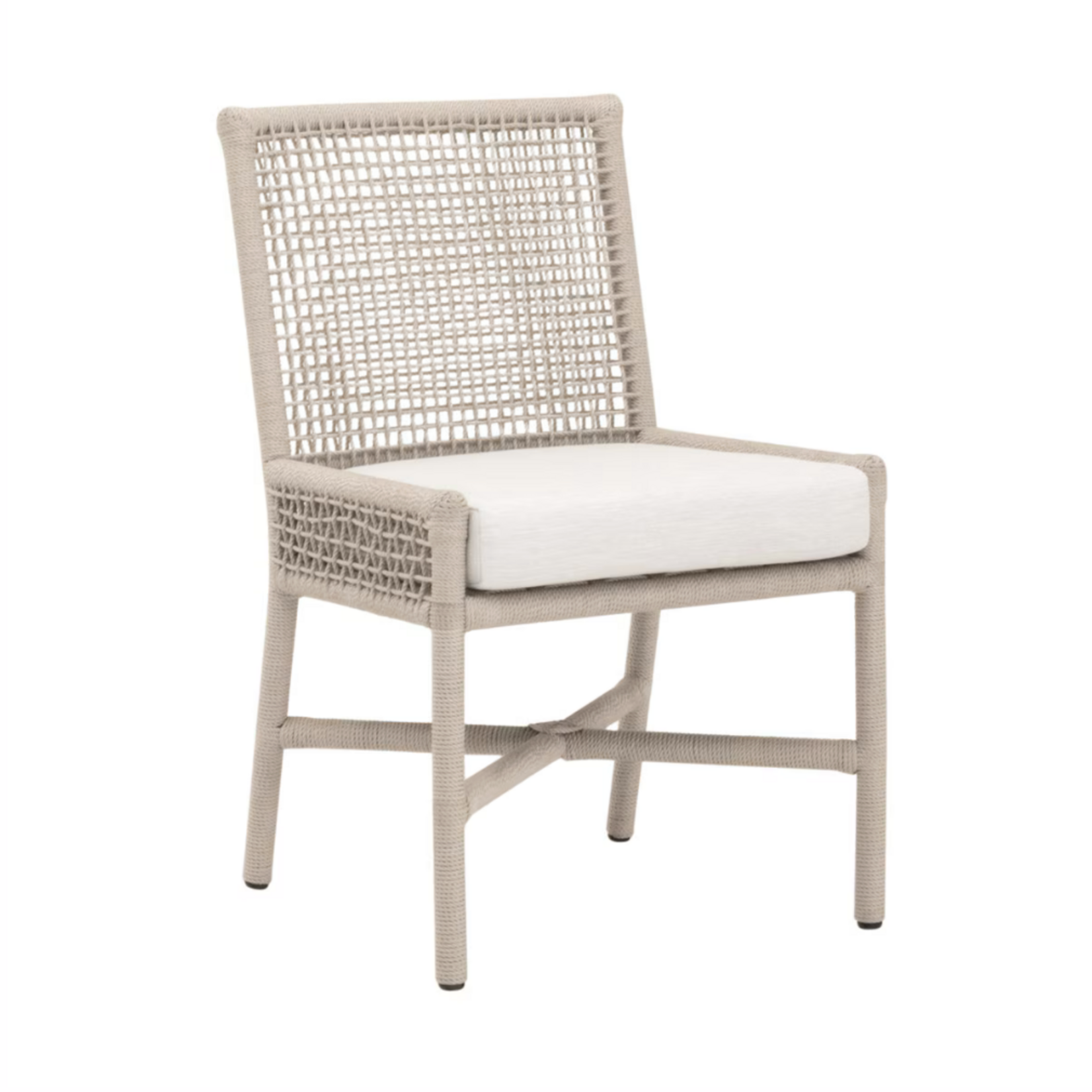 Outside The Box Seaside Oyster Rope & White Speckled Performance Fabric Indoor / Outdoor Dining Chair