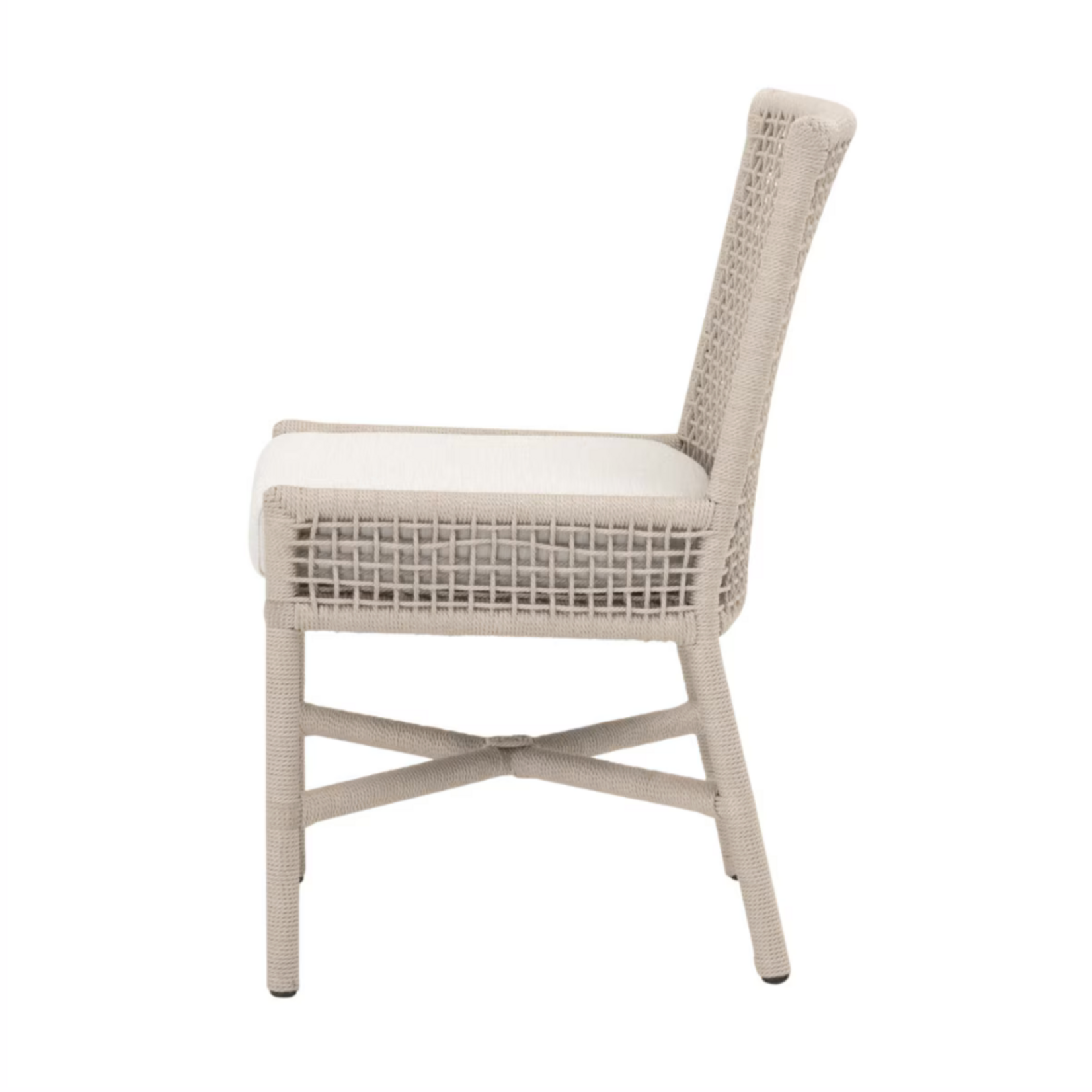 Outside The Box Seaside Oyster Rope & White Speckled Performance Fabric Indoor / Outdoor Dining Chair