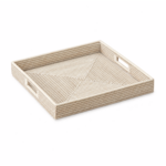 Outside The Box 22x22 Burma Whitewashed Rattan Square Serving Tray