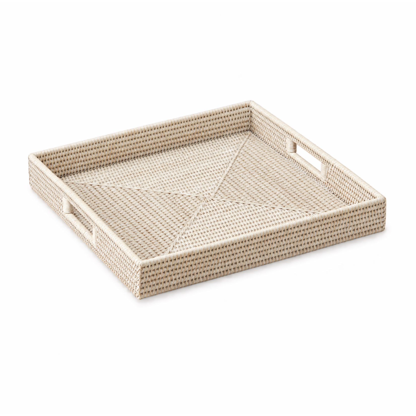 Outside The Box 22x22 Burma Whitewashed Rattan Square Serving Tray