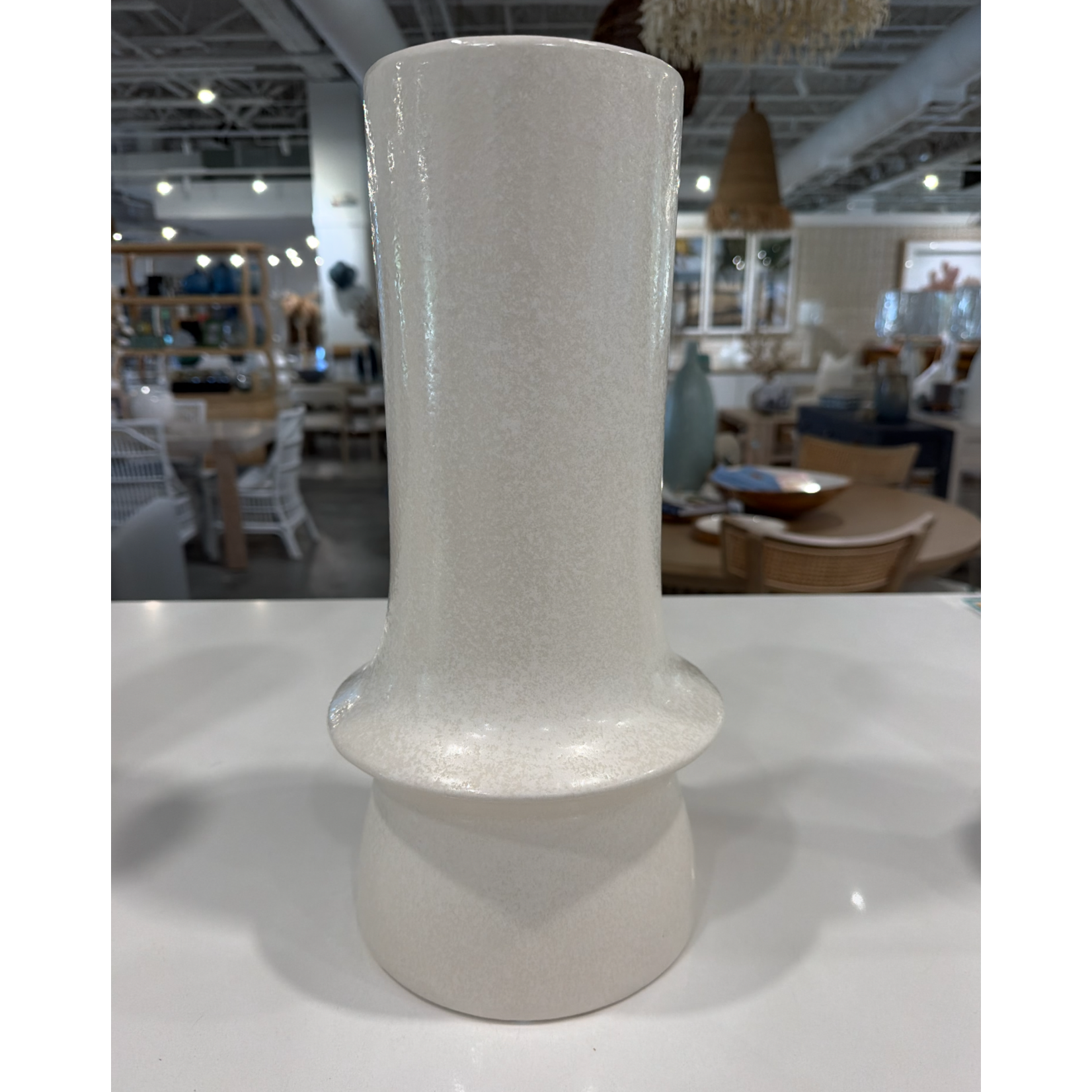 Outside The Box 16" Janice White Hue Ceramic Hand Crafted Vase