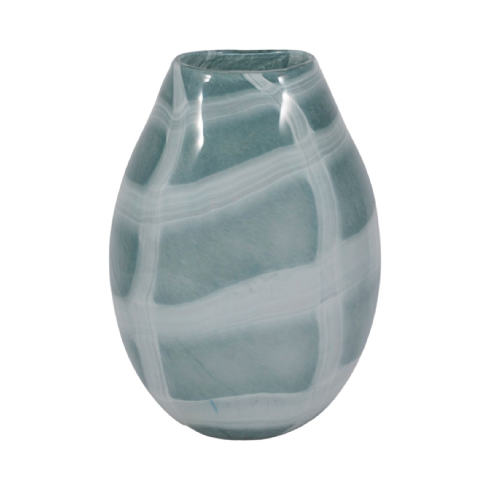 Outside The Box 13" Pearlcrest Blue Swirl Glass Vase