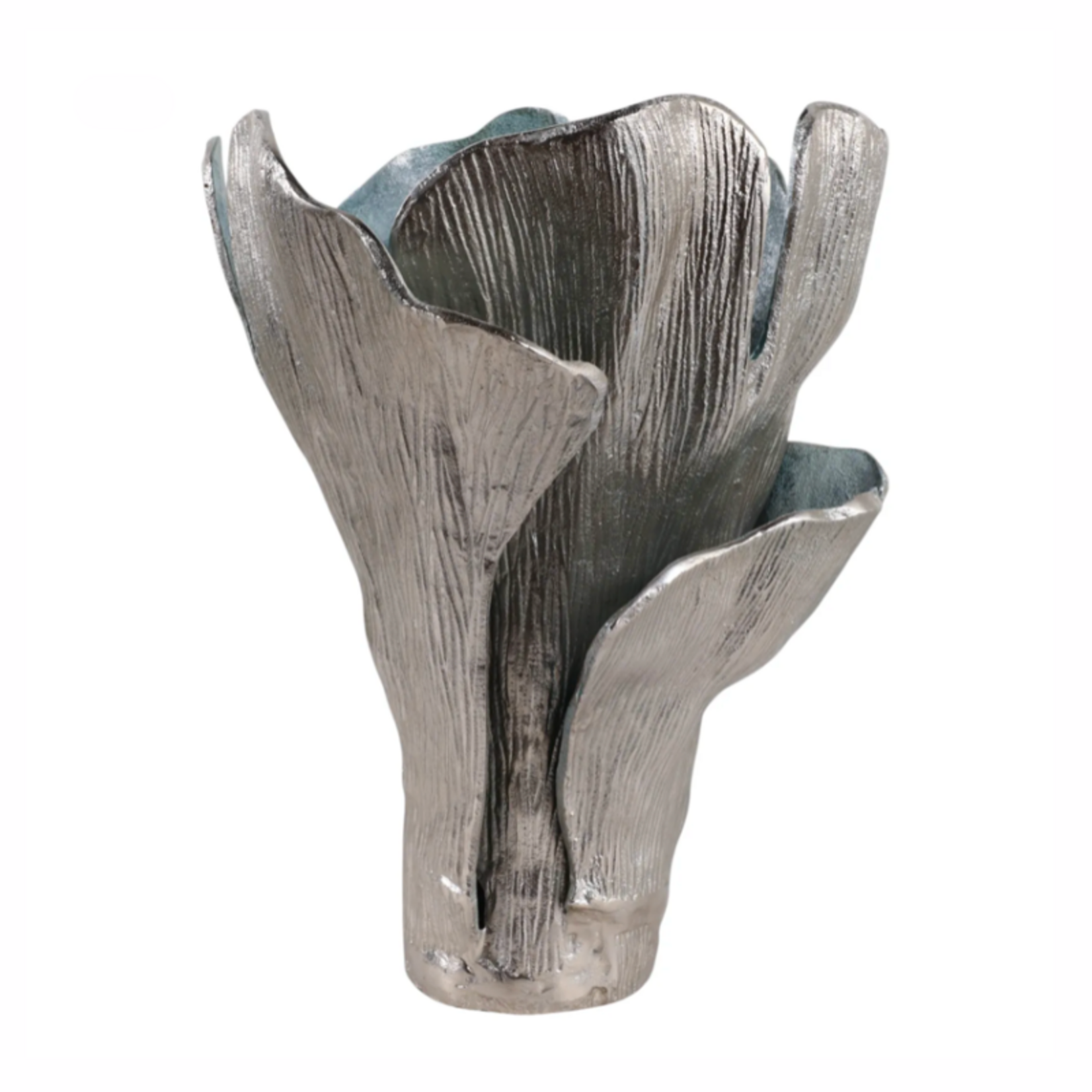Outside The Box 17" Eaton Silver & Blue Metal Petal Vase