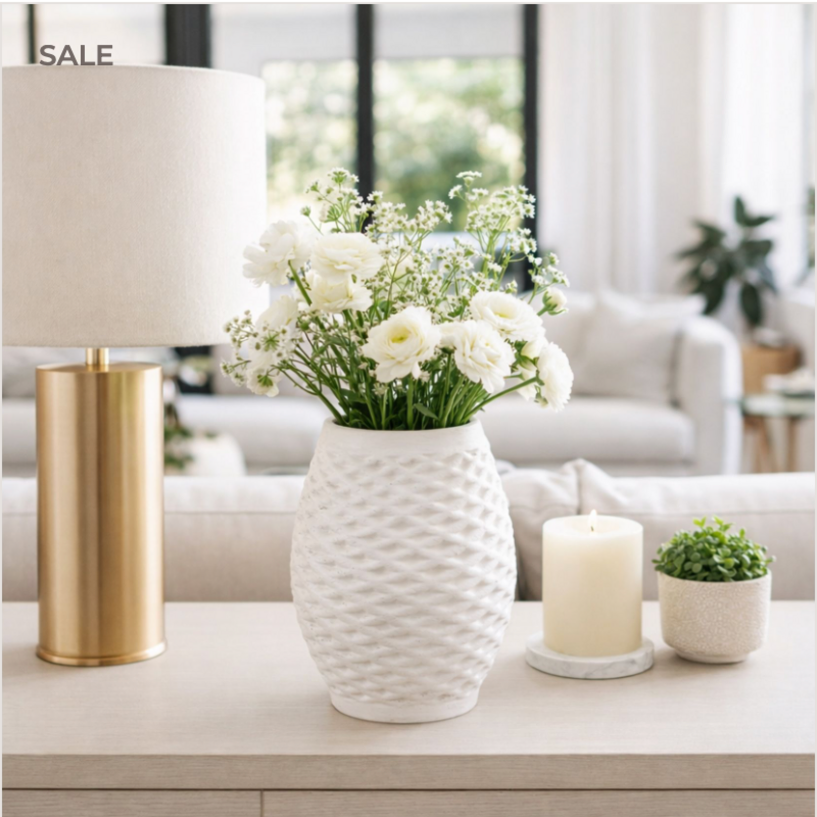 Outside The Box 13" Bairdvale Ivory Ceramic Weave Vase