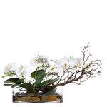 Outside The Box 13" White Orchid Phalaenopsis & Manzanita Faux Plant In Glass Vase