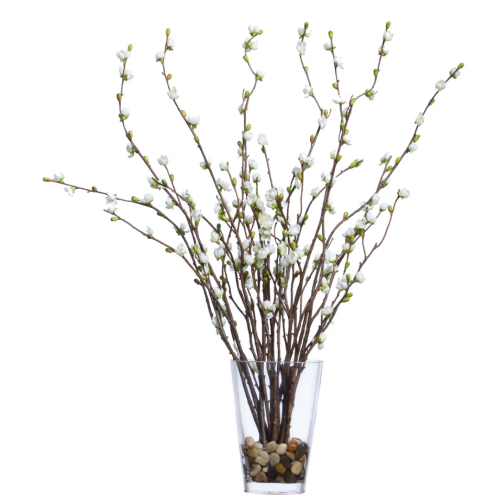 Outside The Box 29" White Cherry Blossom Faux Plant In Glass Vase