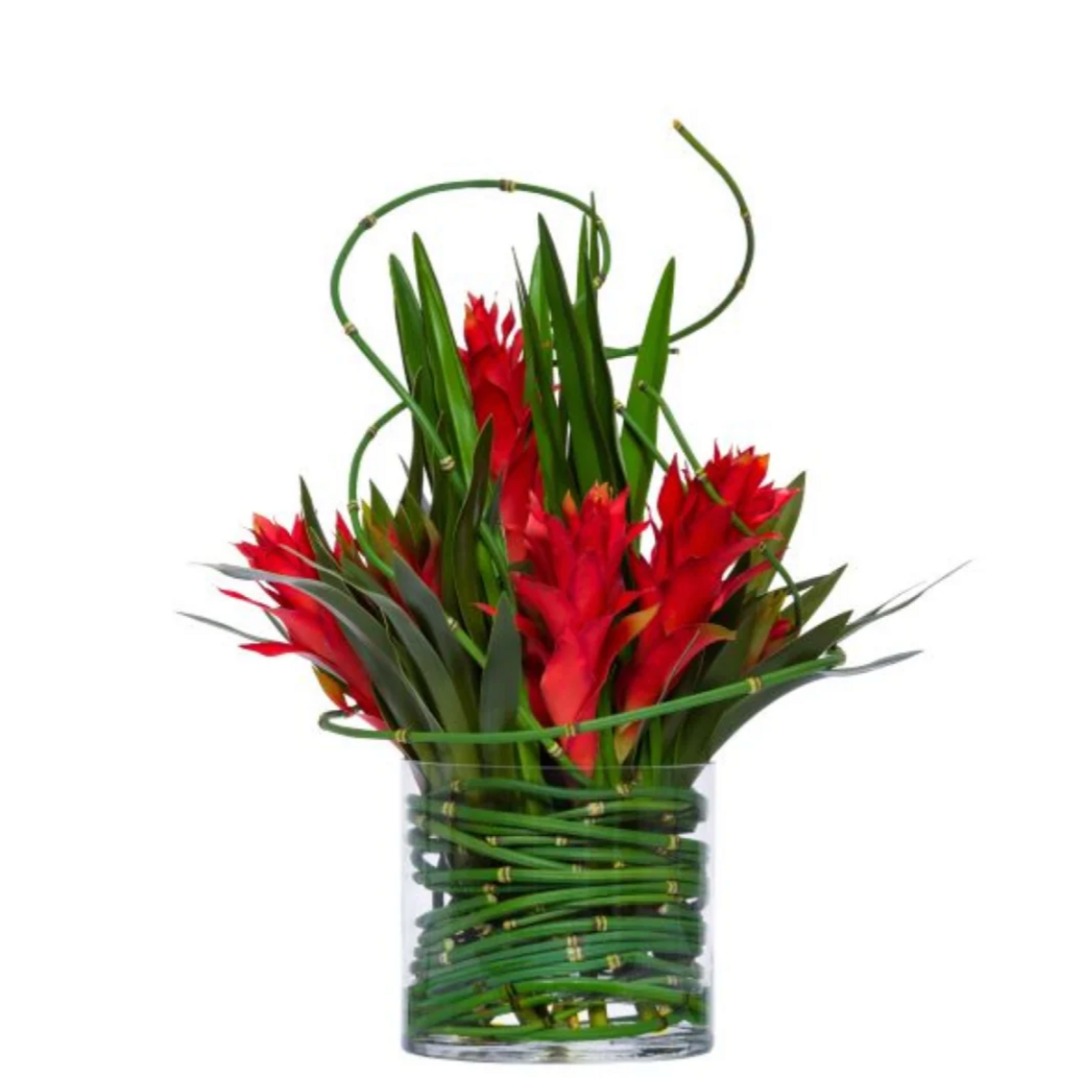 Outside The Box 19" Bromeliad Red Faux Plant In Glass Vase