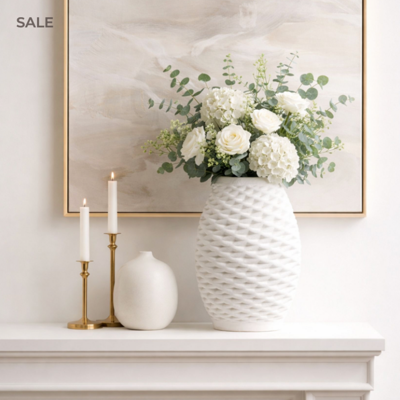 Outside The Box 16" Bairdvale Ivory Ceramic Weave Vase
