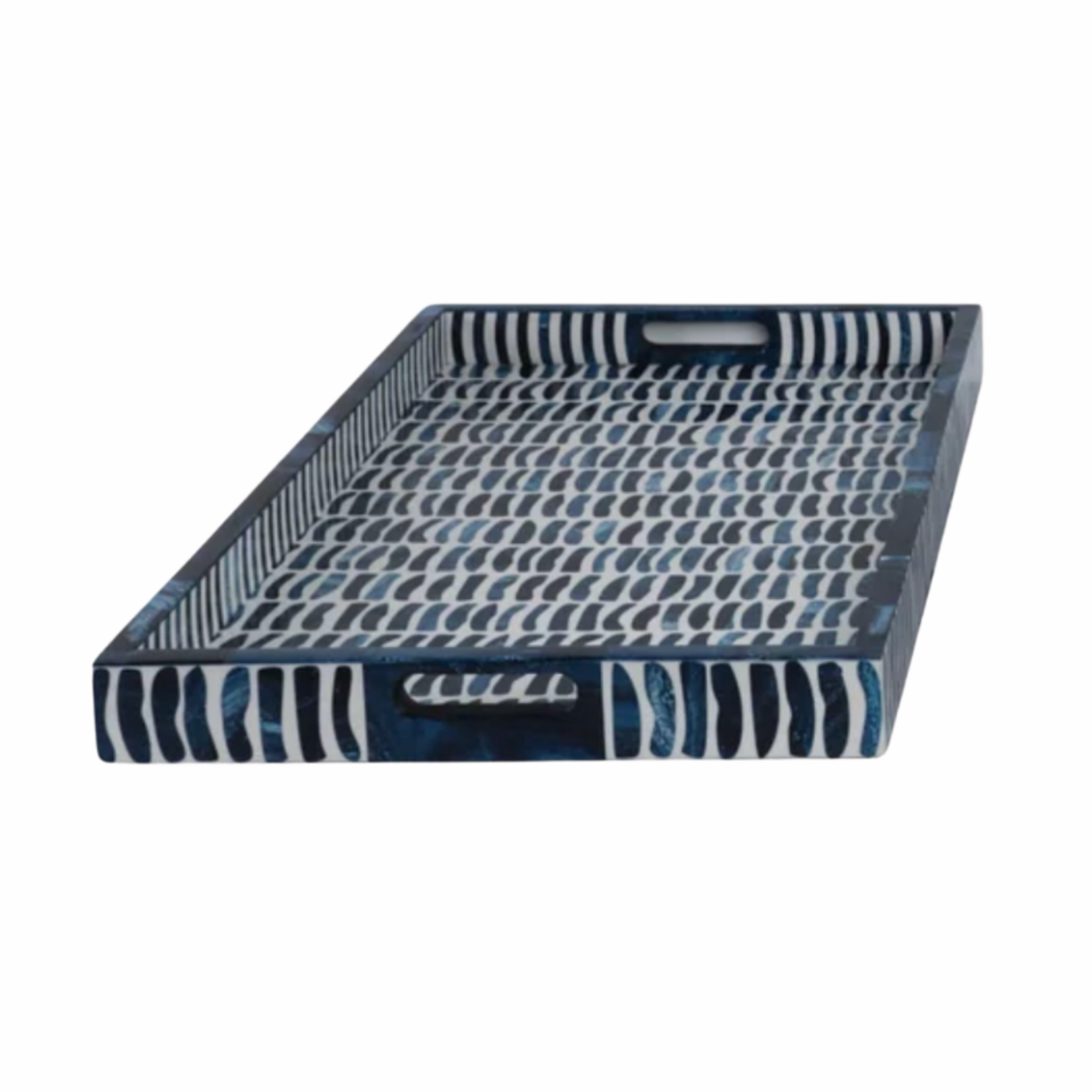 Outside The Box 18x12 Masonton Blue & White Bone Inlay Tray