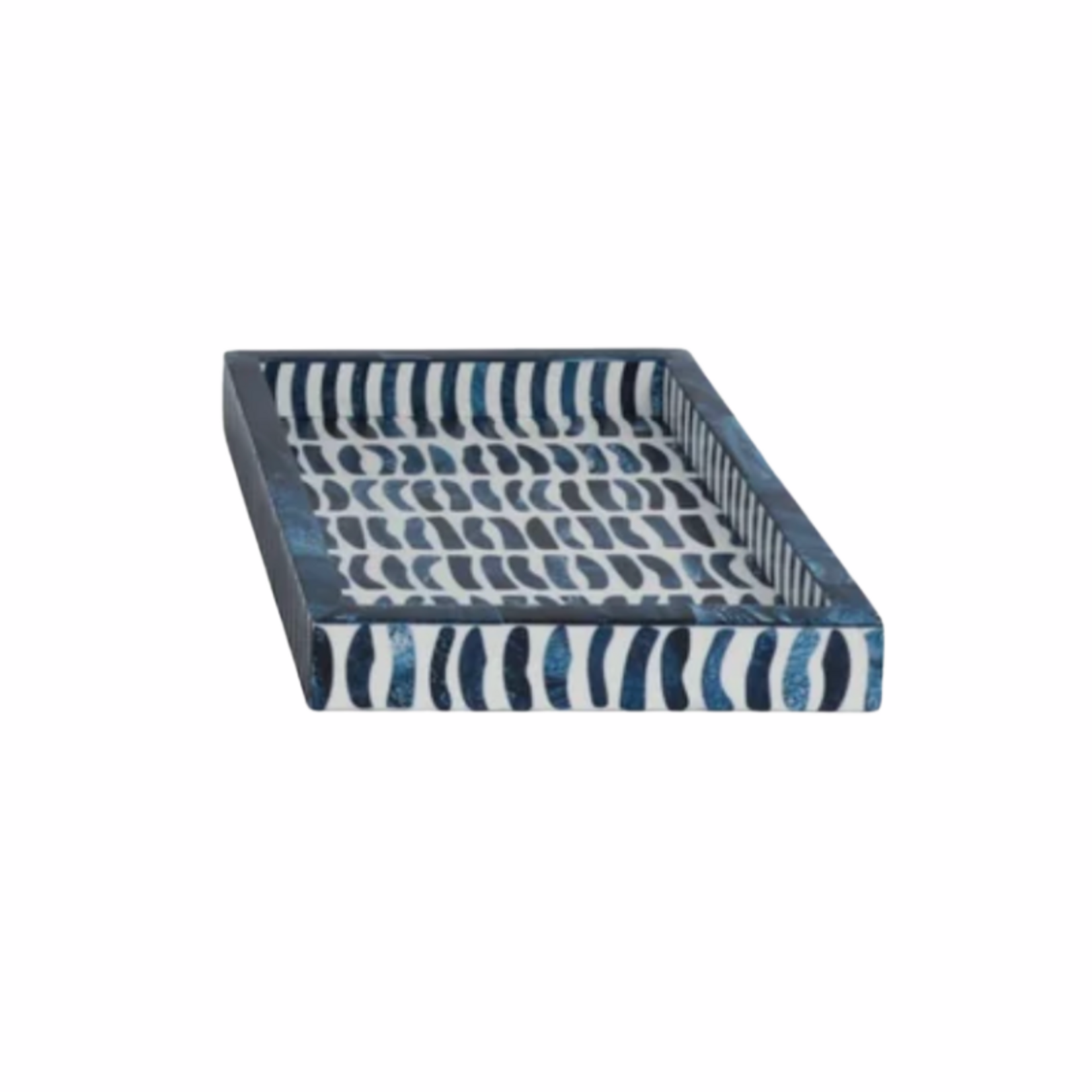 Outside The Box 13x9 Masonton Blue & White Bone Inlay Tray