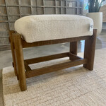 Outside The Box 29x17x20 Cassius Bone White Boucle Poly Performance Fabric Ottoman French Press