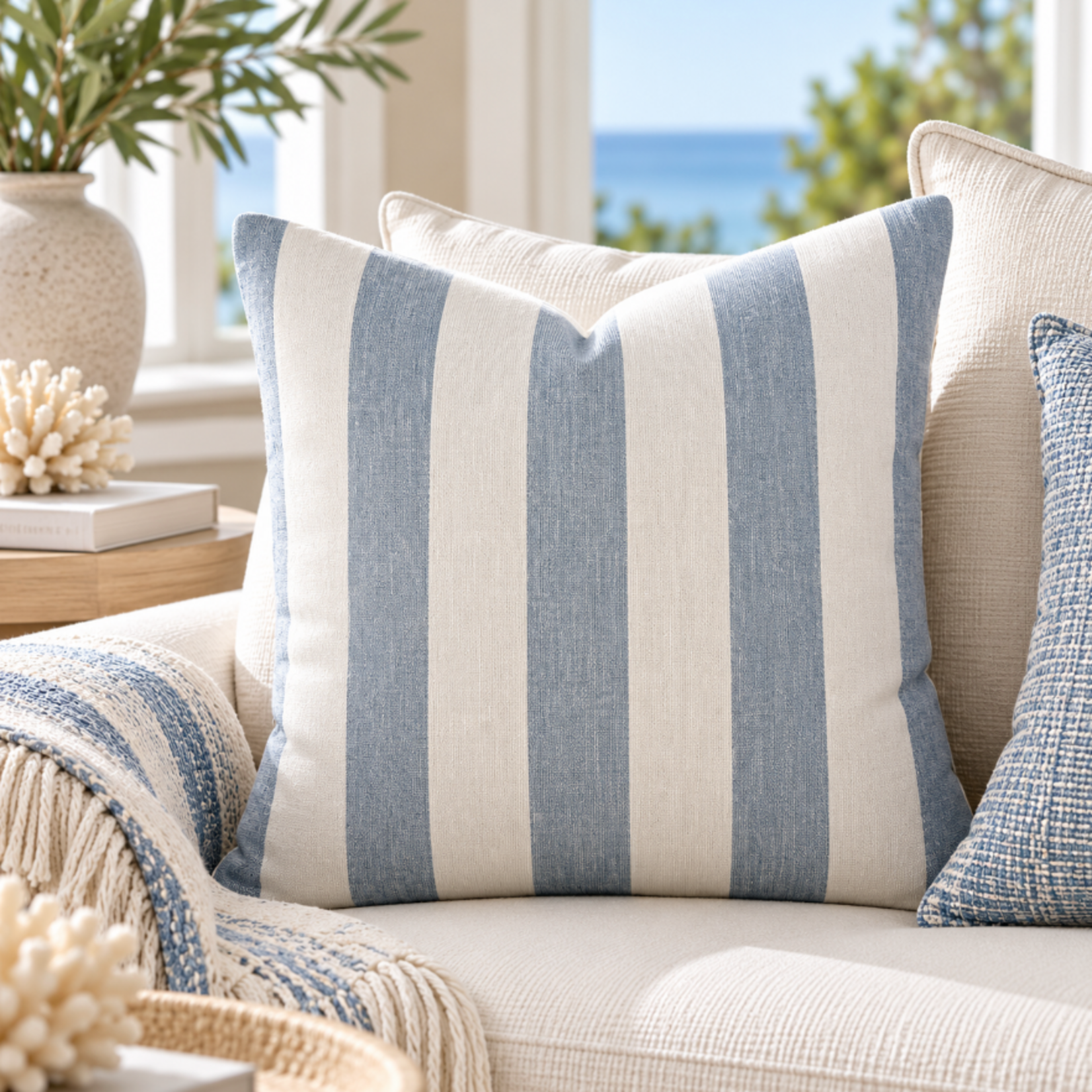 Outside The Box 23x23 Leisure Denim Sunbrella Performance Down Feather Pillow