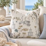 Outside The Box 24x24 Let It Crane Hand-Crafted Down Filled Pillow In  Aegean