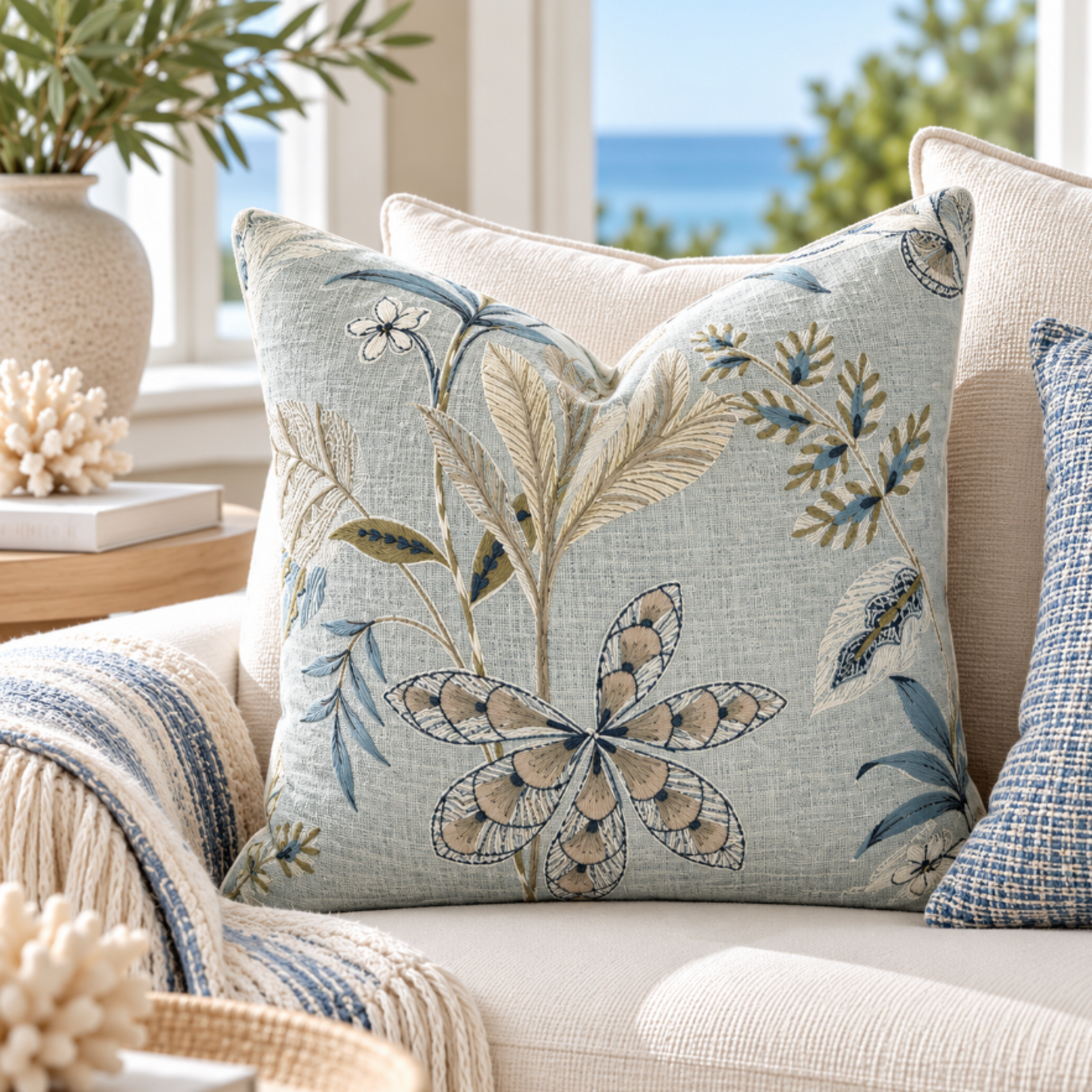 Outside The Box 24x24 Printmark Hand Crafted Down Filled Pillow In Mystic CB