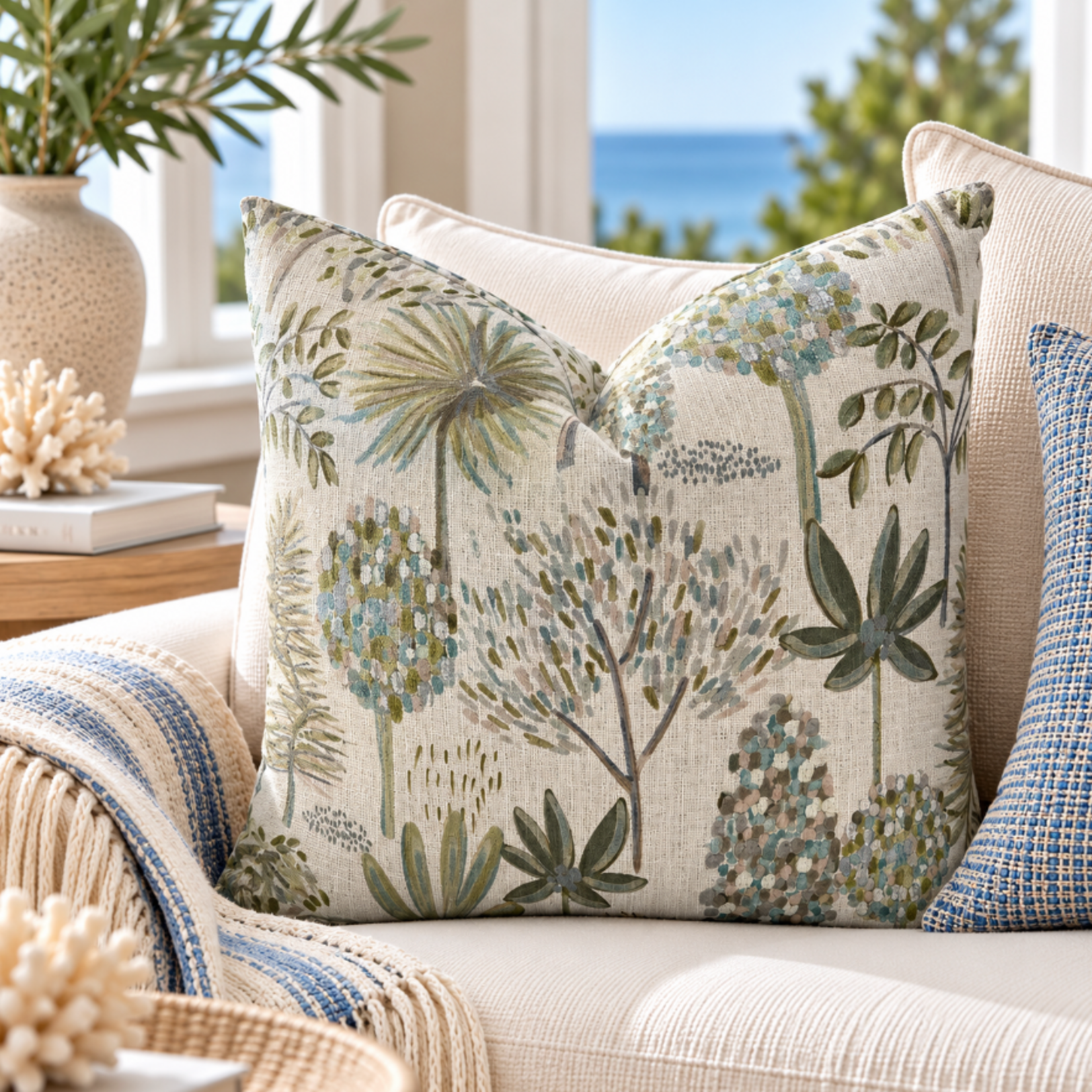 Outside The Box 24x24 Banyan Hand-Crafted Down Filled Pillow In Linen