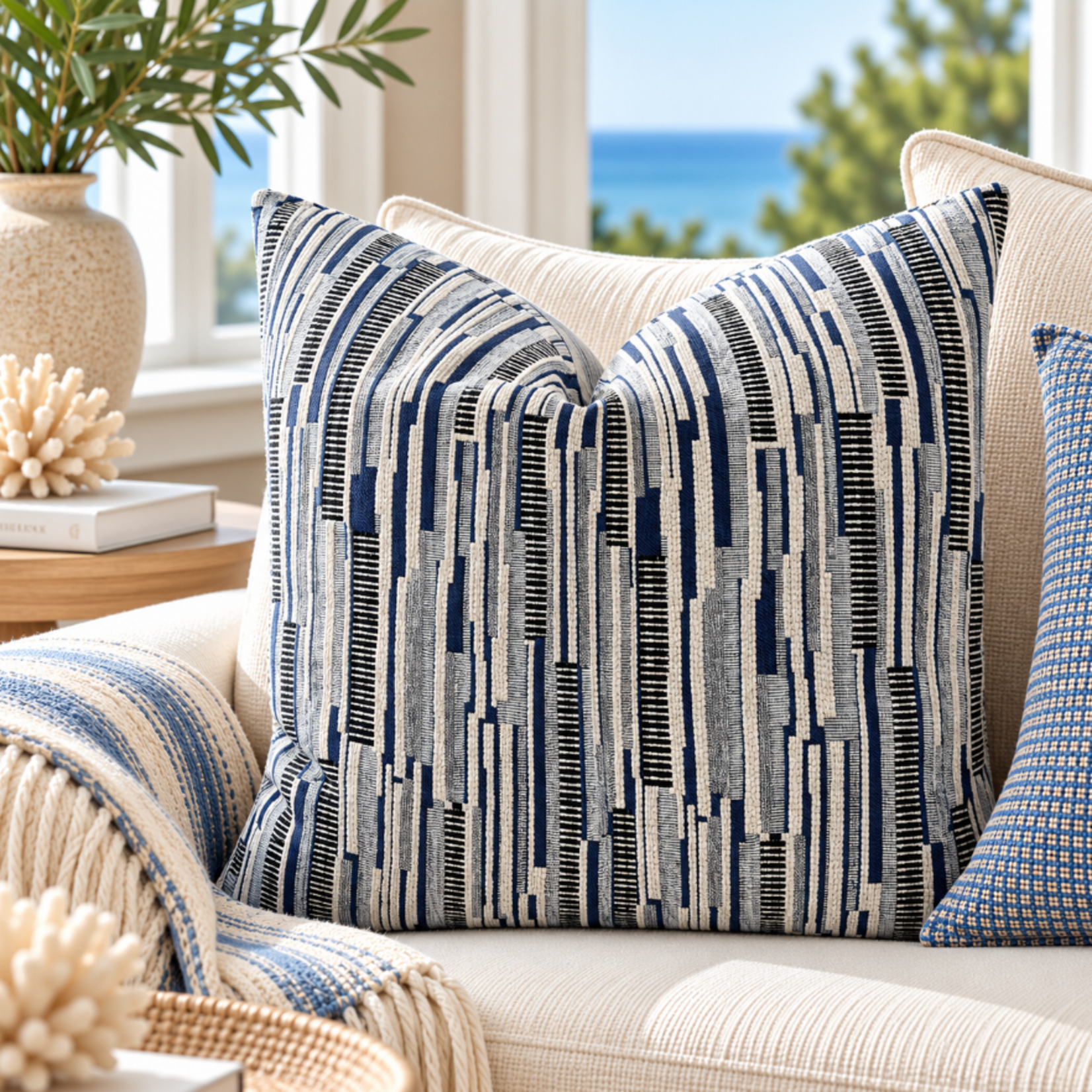 Outside The Box 24x24 Twitch Hand-Crafted Down Filled Pillow In Indigo CB