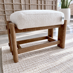 Outside The Box 29x17x20 Cassius Bone White Boucle Poly Performance Fabric Ottoman French Press