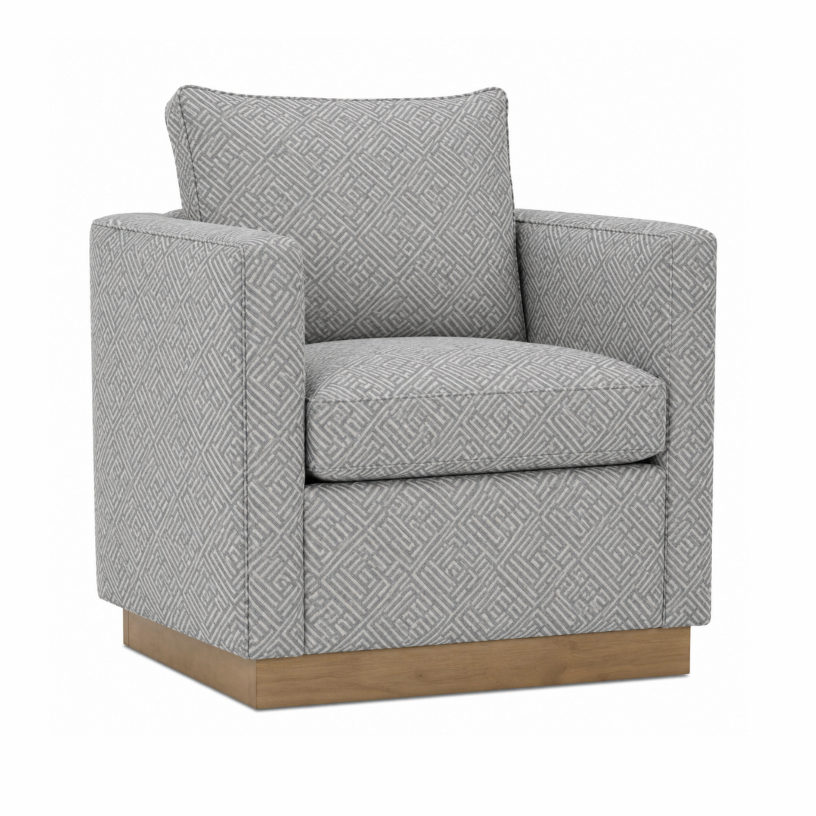 Outside The Box Allie Federal Blue Poly Performance Fabric Upholstered Cloud Swivel Chair Washed Oak Base 12932-52 (AA)