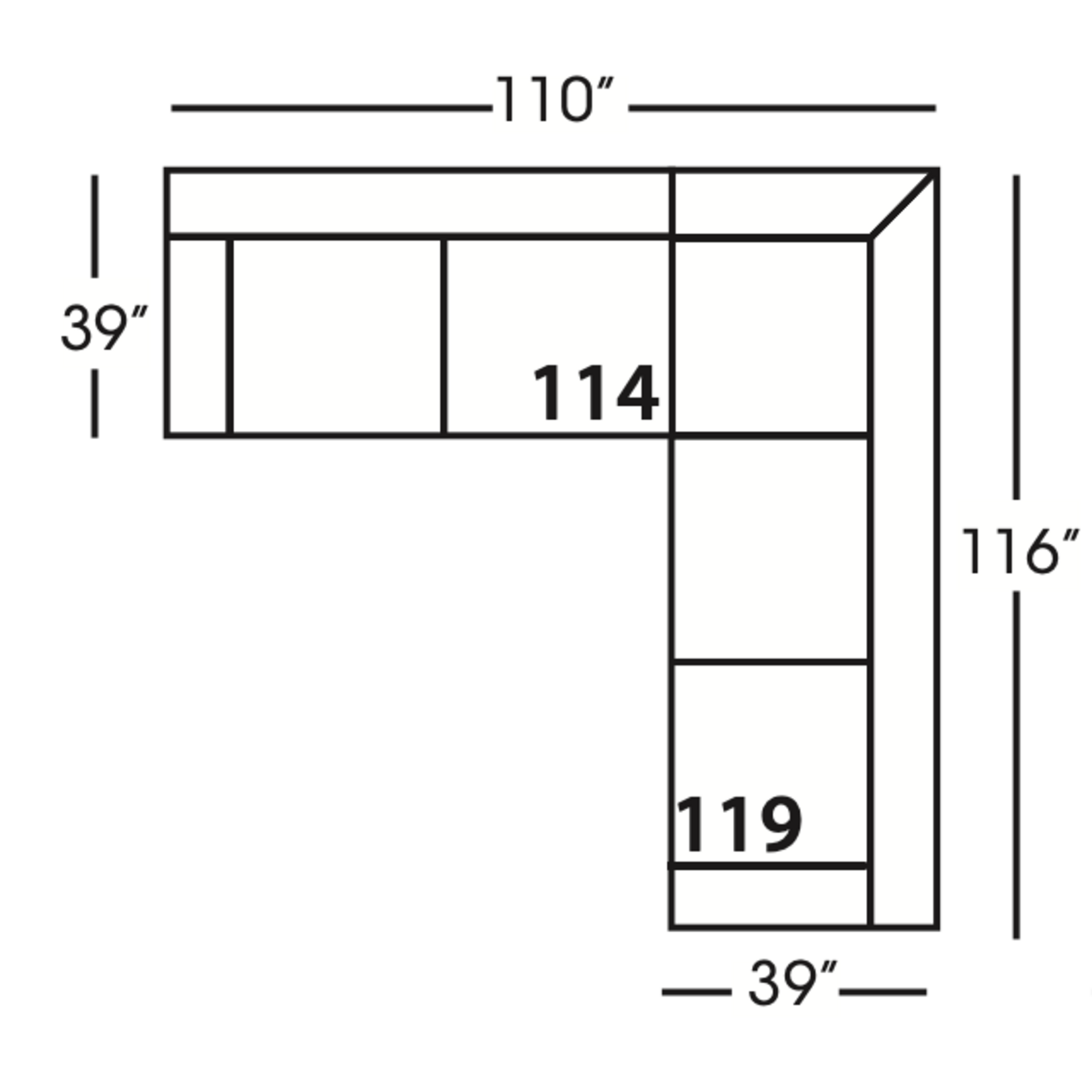 Outside The Box 116R x 110 L Sylvie Nomad Snow Crypton Kid Proof Performance Cloud L-Shape Sectional 102CR-19 (AA)