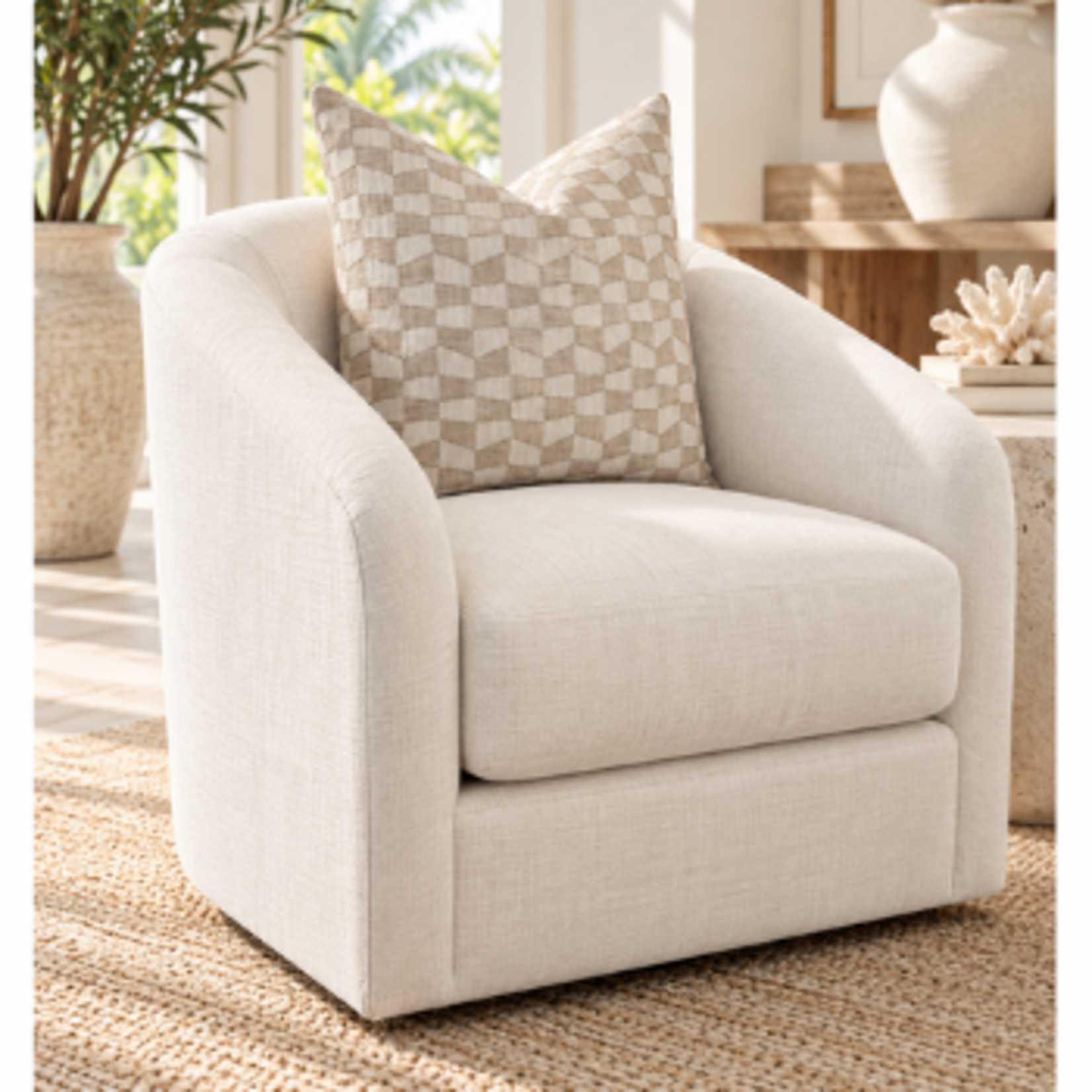 Outside The Box Dylan Nomad Snow Performance Uni-Blend Cushion Swivel Accent Chair F-001201-1 (Tier 4 )