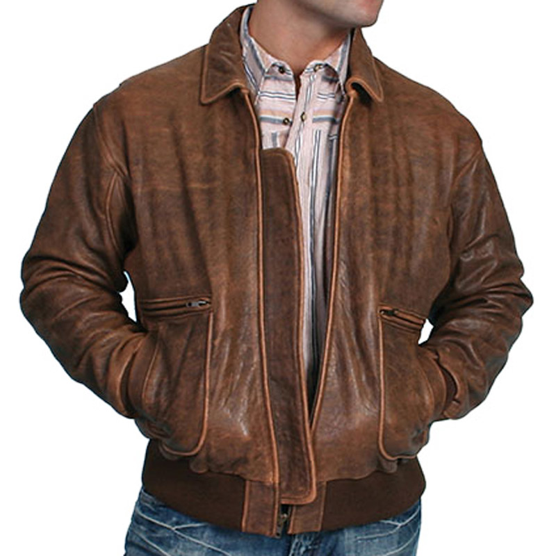 Scully Vintage Lamb Brown Bomber Jacket