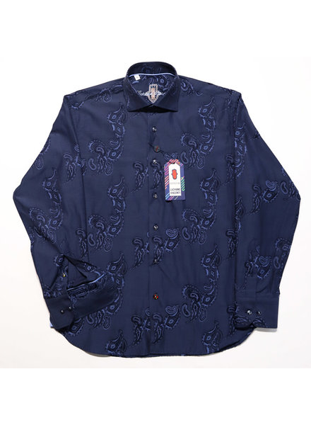 Hensley's LV LS Navy Paisley Shirt - Hensley's Big and Tall