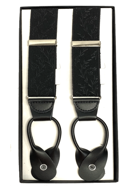 Marco Ltd 54" XL Black Floral Button Braces