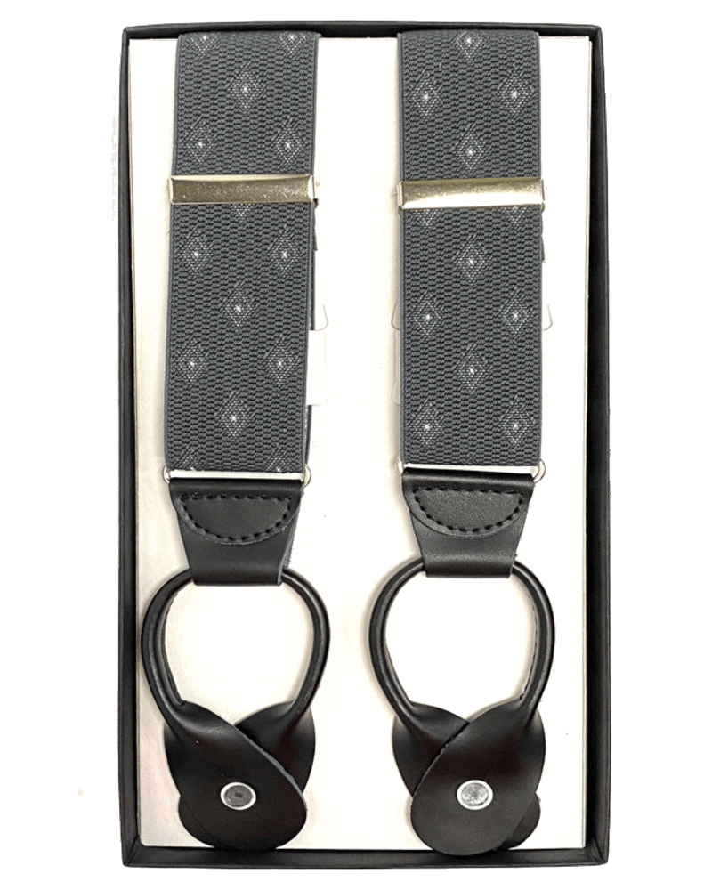 Marco Ltd 54" XL Grey Diamonds Button Braces
