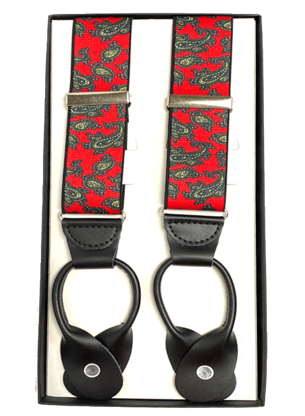 Marco Ltd 54" XL Red Paisley Button Braces