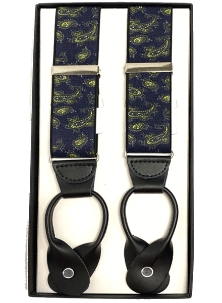 Marco Ltd 54" XL Navy Paisley Button Braces
