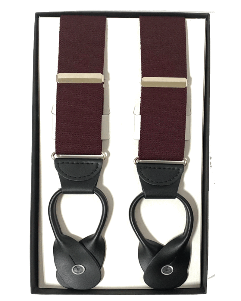 Marco Ltd 54" XL Burgundy Solid Button Braces