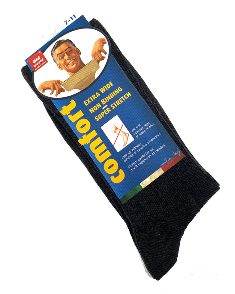 Old World Old World Regular Comfort Dress Sock-Charcoal