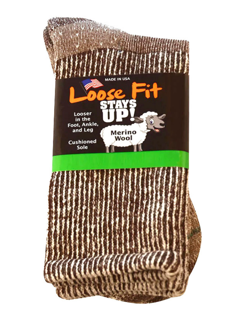 Extra Wide Sock Extra Wide Loose Fit Marled Merino Wool-Brown