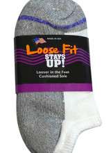 Extra Wide Sock Extra Wide No Show Loose Fit/Stays Up-White