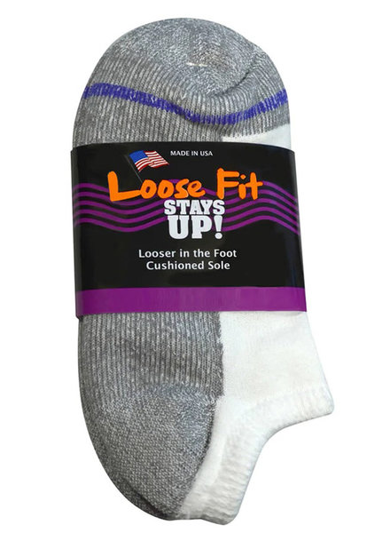 Extra Wide Sock Extra Wide No Show Loose Fit/Stays Up-White